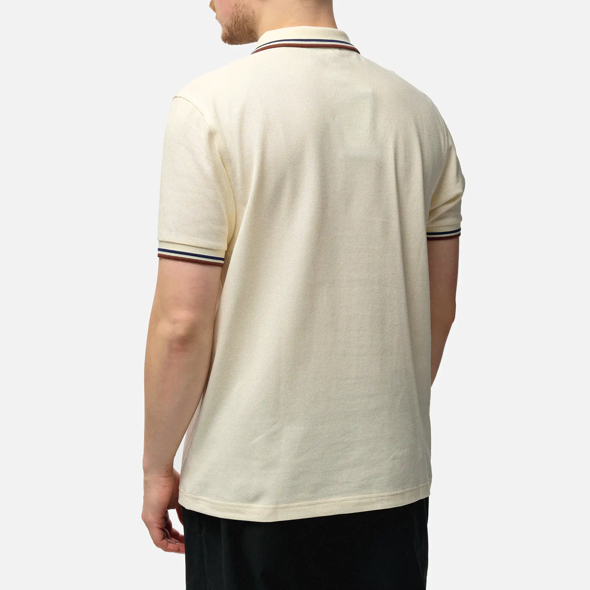 Fred Perry Twin Tipped Polo Shirt Ercu/Navy/Whiskey Brown